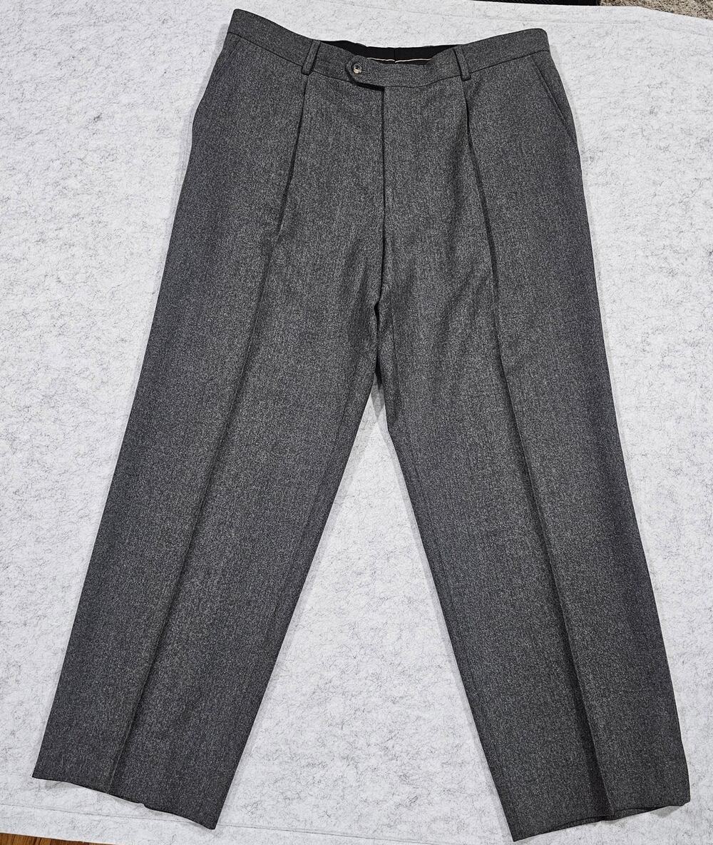 Hugo Boss Men Gray 100% Virgin Wool Dress Pants Trousers Slacks, Sz 38R